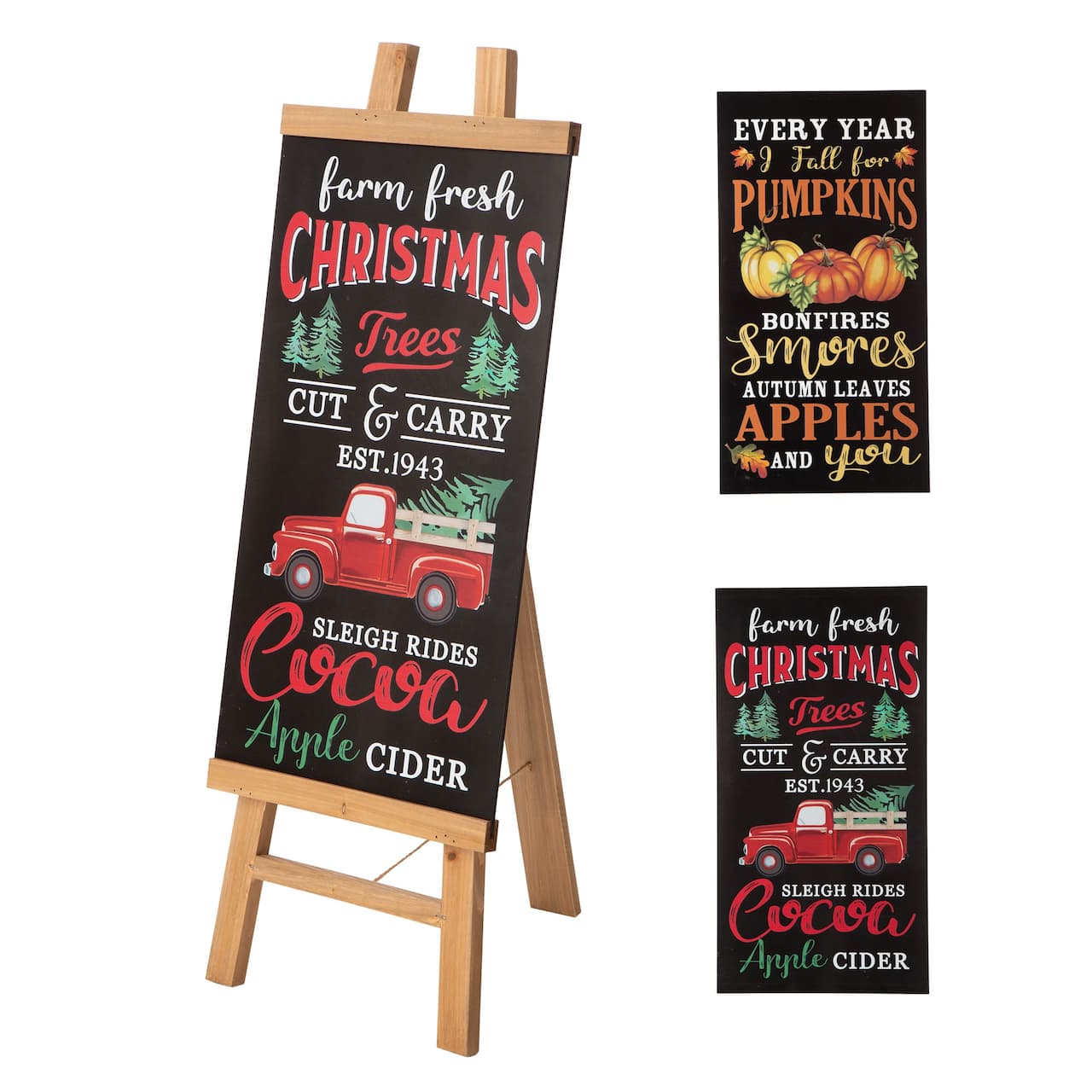 Glitzhome® 32" Double-Sided Wooden Easel Accent with Changeable Board